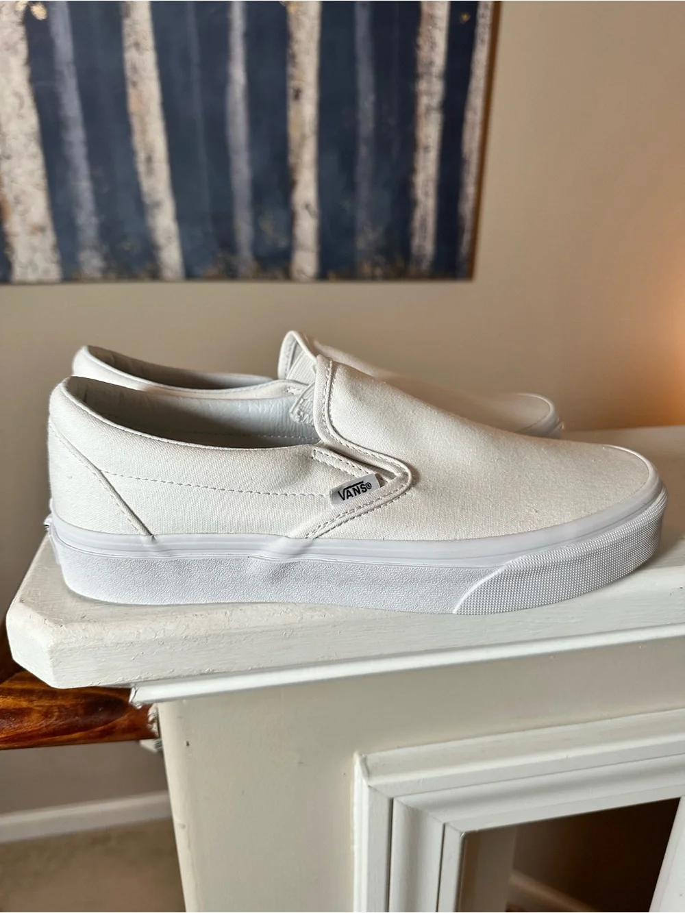Vans White Classic Slip-On Canvas Loafers
